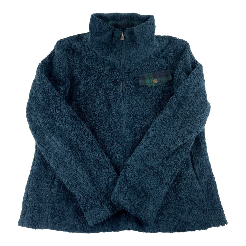 Pendleton Deep Pile Blue Full Zip Pocket Womens Fleece Size L Excellent